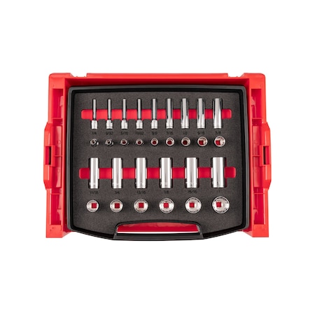 Tekton 3/8 Inch Drive 12-Point Socket Set with Open Top Drawer and Rack, 30-Piece 1/4-1 in. OLB94306